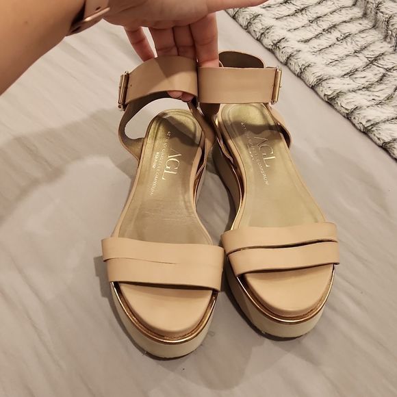 Beautiful buttery soft blush pink leather AGL platform sandals sz 37.5 (US 7.5) - Picture 6 of 13